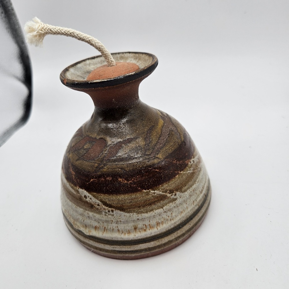 Vintage Studio Pottery Oil Lamp CottageCore Home Prairie
